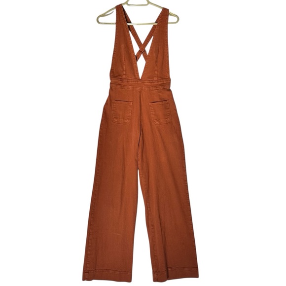 Dollhouse Pants - Dollhouse Rust/Orange Jumpsuit Wide Leg Criss Cross Straps Size 5